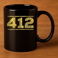 412 Pittsburgh Distressed Chain Yinzer City Retro 11oz C Handle Ceramic Mug