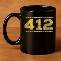 412 Pittsburgh Distressed Chain Yinzer City Retro 11oz C Handle Ceramic Mug