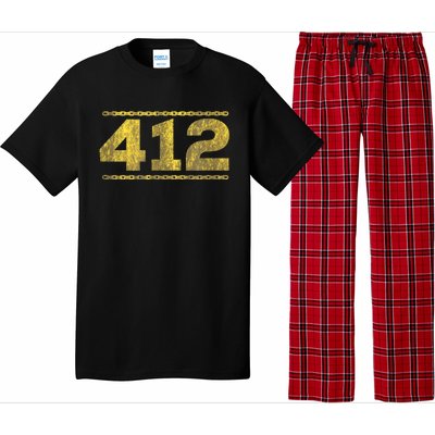 412 Pittsburgh Distressed Chain Yinzer City Retro Pajama Set