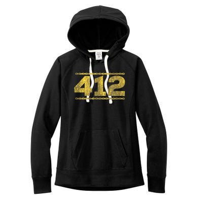 412 Pittsburgh Distressed Chain Yinzer City Retro Women's Fleece Hoodie