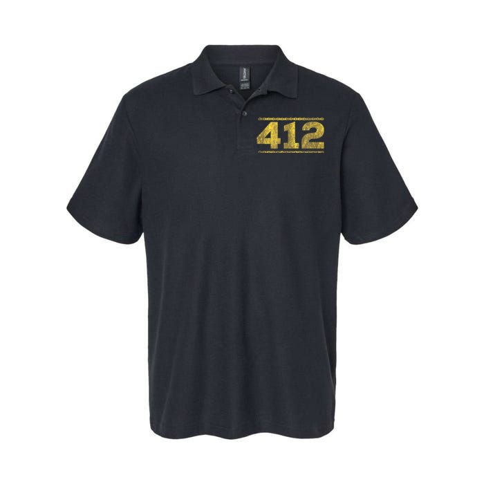 412 Pittsburgh Distressed Chain Yinzer City Retro Softstyle Adult Sport Polo