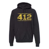 412 Pittsburgh Distressed Chain Yinzer City Retro Premium Hoodie