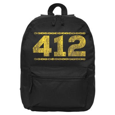 412 Pittsburgh Distressed Chain Yinzer City Retro 16 in Basic Backpack