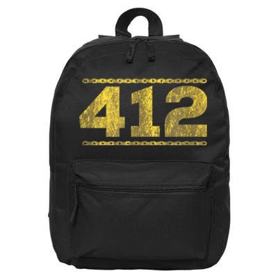 412 Pittsburgh Distressed Chain Yinzer City Retro 16 in Basic Backpack