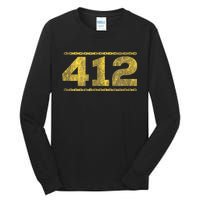 412 Pittsburgh Distressed Chain Yinzer City Retro Tall Long Sleeve T-Shirt