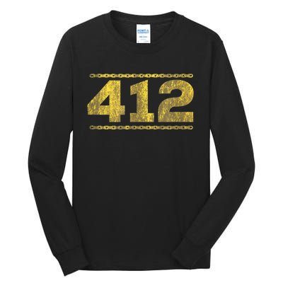 412 Pittsburgh Distressed Chain Yinzer City Retro Tall Long Sleeve T-Shirt