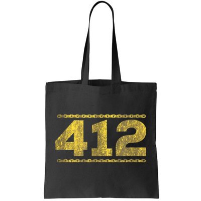 412 Pittsburgh Distressed Chain Yinzer City Retro Tote Bag