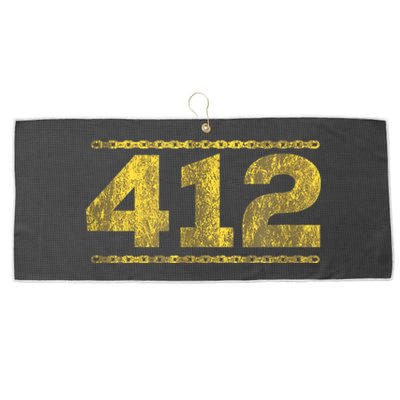 412 Pittsburgh Distressed Chain Yinzer City Retro Large Microfiber Waffle Golf Towel