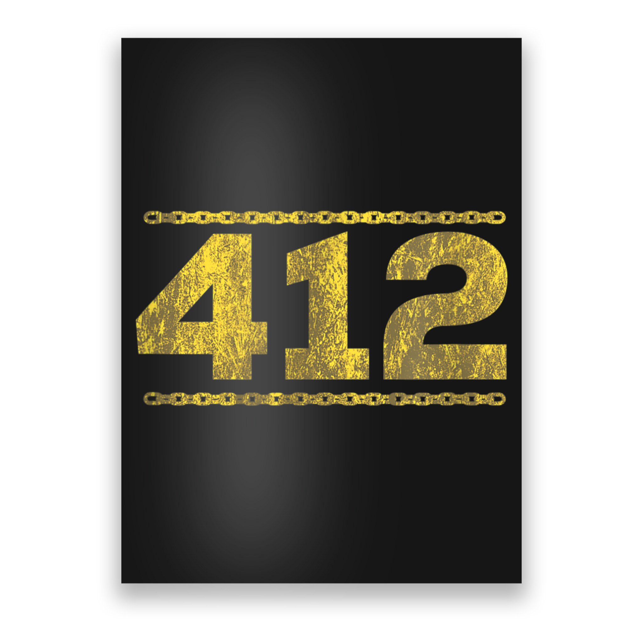 412 Pittsburgh Distressed Chain Yinzer City Retro Poster