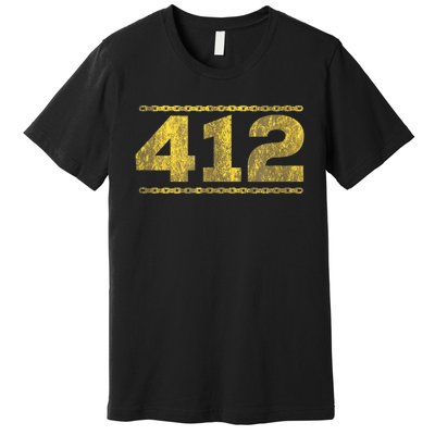 412 Pittsburgh Distressed Chain Yinzer City Retro Premium T-Shirt