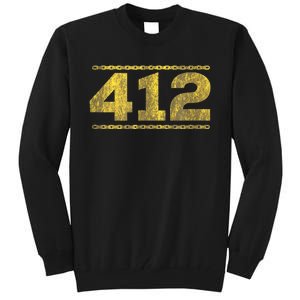 412 Pittsburgh Distressed Chain Yinzer City Retro Tall Sweatshirt