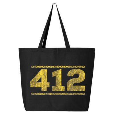 412 Pittsburgh Distressed Chain Yinzer City Retro 25L Jumbo Tote