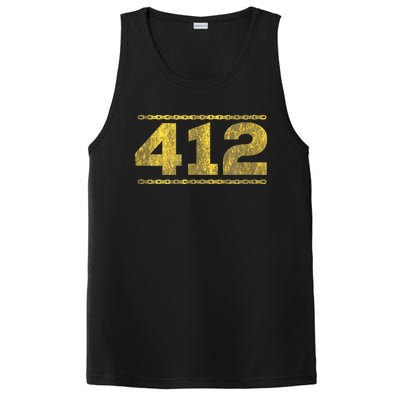 412 Pittsburgh Distressed Chain Yinzer City Retro PosiCharge Competitor Tank