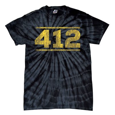 412 Pittsburgh Distressed Chain Yinzer City Retro Tie-Dye T-Shirt