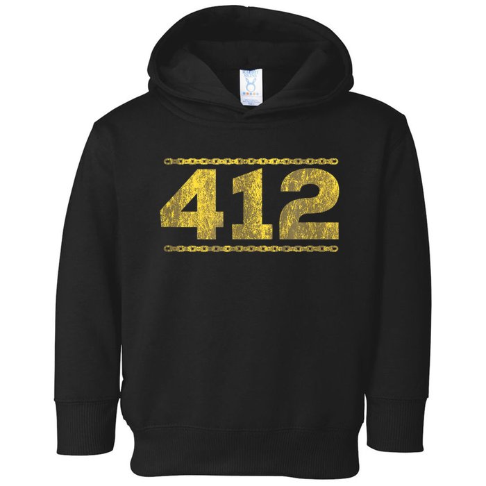 412 Pittsburgh Distressed Chain Yinzer City Retro Toddler Hoodie