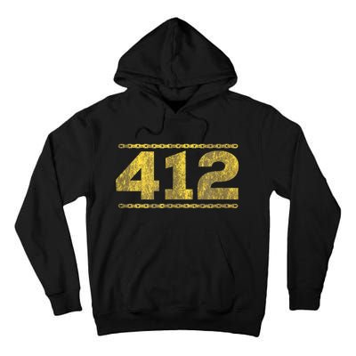 412 Pittsburgh Distressed Chain Yinzer City Retro Tall Hoodie