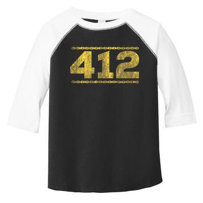 412 Pittsburgh Distressed Chain Yinzer City Retro Toddler Fine Jersey T-Shirt