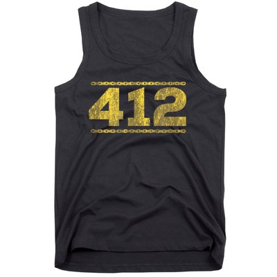 412 Pittsburgh Distressed Chain Yinzer City Retro Tank Top