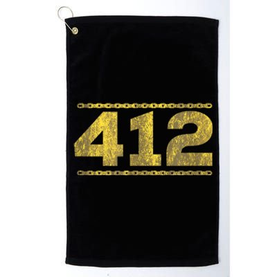 412 Pittsburgh Distressed Chain Yinzer City Retro Platinum Collection Golf Towel