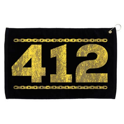 412 Pittsburgh Distressed Chain Yinzer City Retro Grommeted Golf Towel