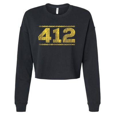 412 Pittsburgh Distressed Chain Yinzer City Retro Cropped Pullover Crew