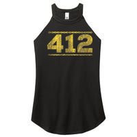 412 Pittsburgh Distressed Chain Yinzer City Retro Women's Perfect Tri Rocker Tank