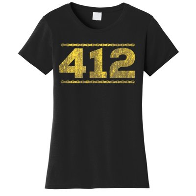 412 Pittsburgh Distressed Chain Yinzer City Retro Women's T-Shirt