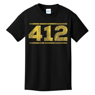 412 Pittsburgh Distressed Chain Yinzer City Retro Kids T-Shirt