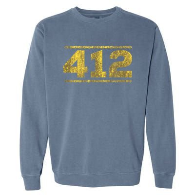 412 Pittsburgh Distressed Chain Yinzer City Retro Garment-Dyed Sweatshirt