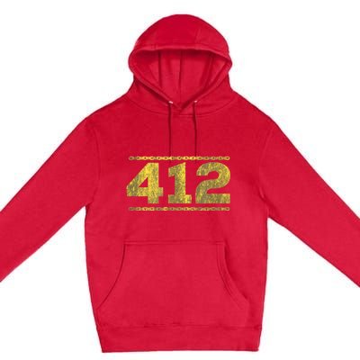 412 Pittsburgh Distressed Chain Yinzer City Retro Premium Pullover Hoodie