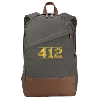 412 Pittsburgh Distressed Chain Yinzer City Retro Cotton Canvas Backpack