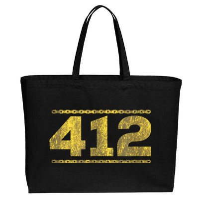 412 Pittsburgh Distressed Chain Yinzer City Retro Cotton Canvas Jumbo Tote