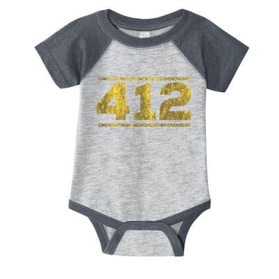 412 Pittsburgh Distressed Chain Yinzer City Retro Infant Baby Jersey Bodysuit