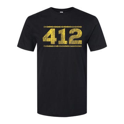 412 Pittsburgh Distressed Chain Yinzer City Retro Softstyle CVC T-Shirt