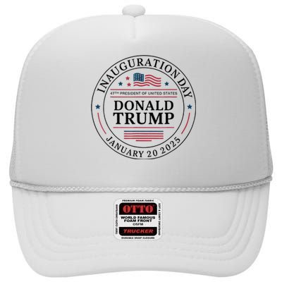 47th President Donald Trump Inauguration 2025 Memorabilia High Crown Mesh Back Trucker Hat