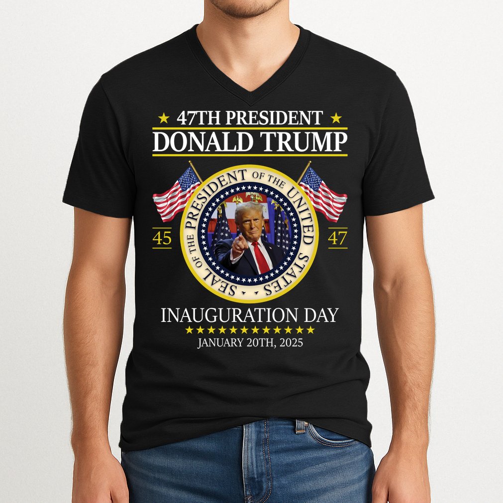 47th President Donald Trump Inauguration Day 2025 Design V-Neck T-Shirt
