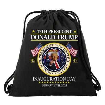 47th President Donald Trump Inauguration Day 2025 Design Drawstring Bag