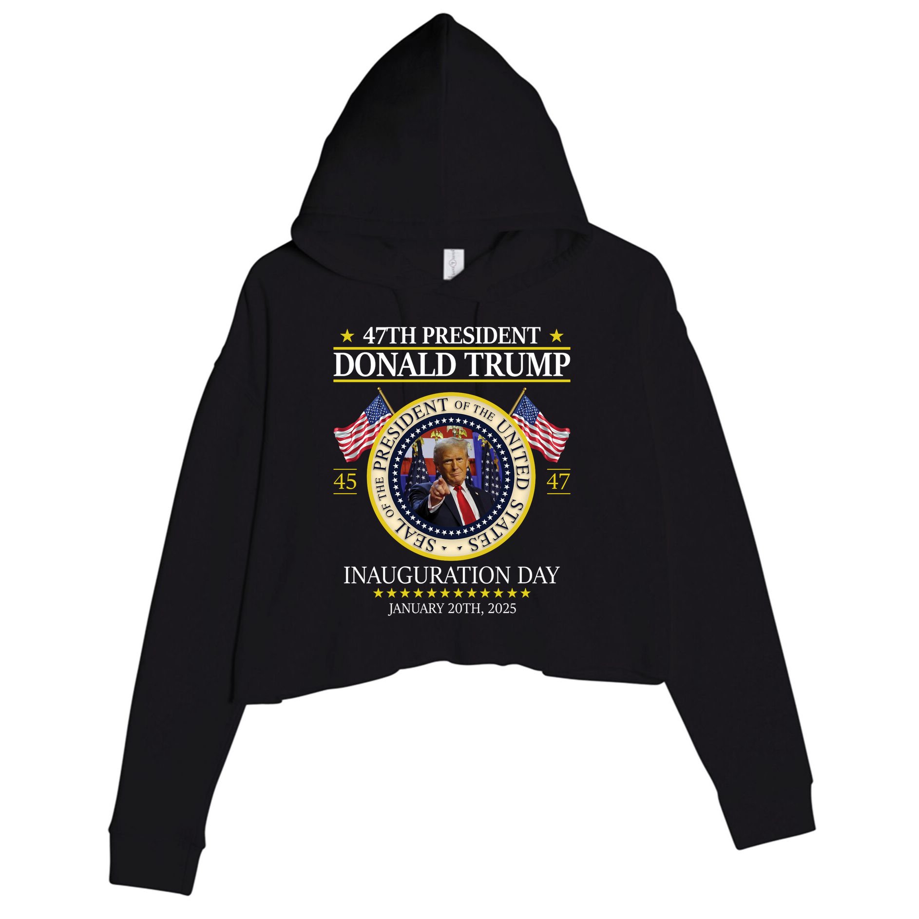 47th President Donald Trump Inauguration Day 2025 Design Crop Fleece Hoodie