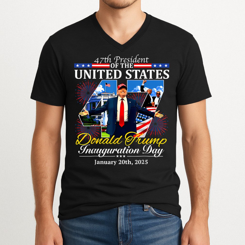 47 President Donald Trump Inauguration Day 2025 V-Neck T-Shirt