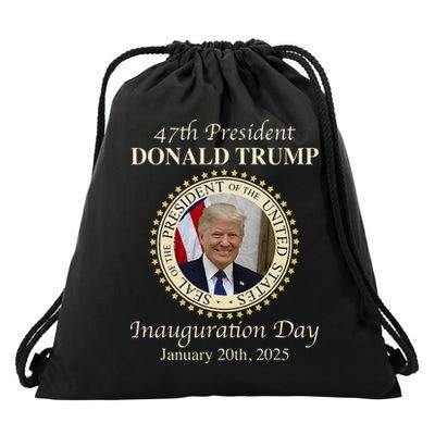 47th President Donald Trump Inauguration 2025 Memorabilia Drawstring Bag