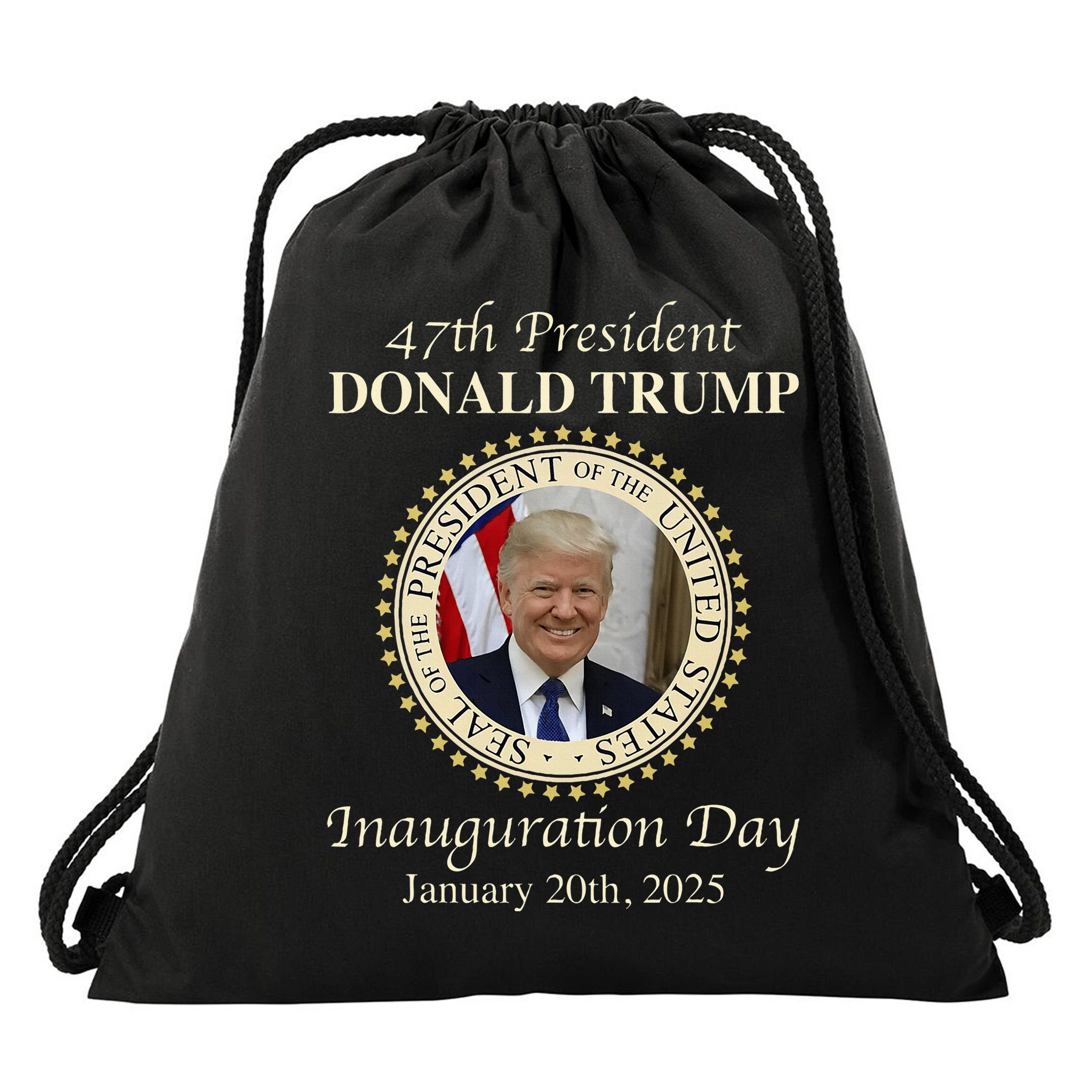 47th President Donald Trump Inauguration 2025 Memorabilia Drawstring Bag