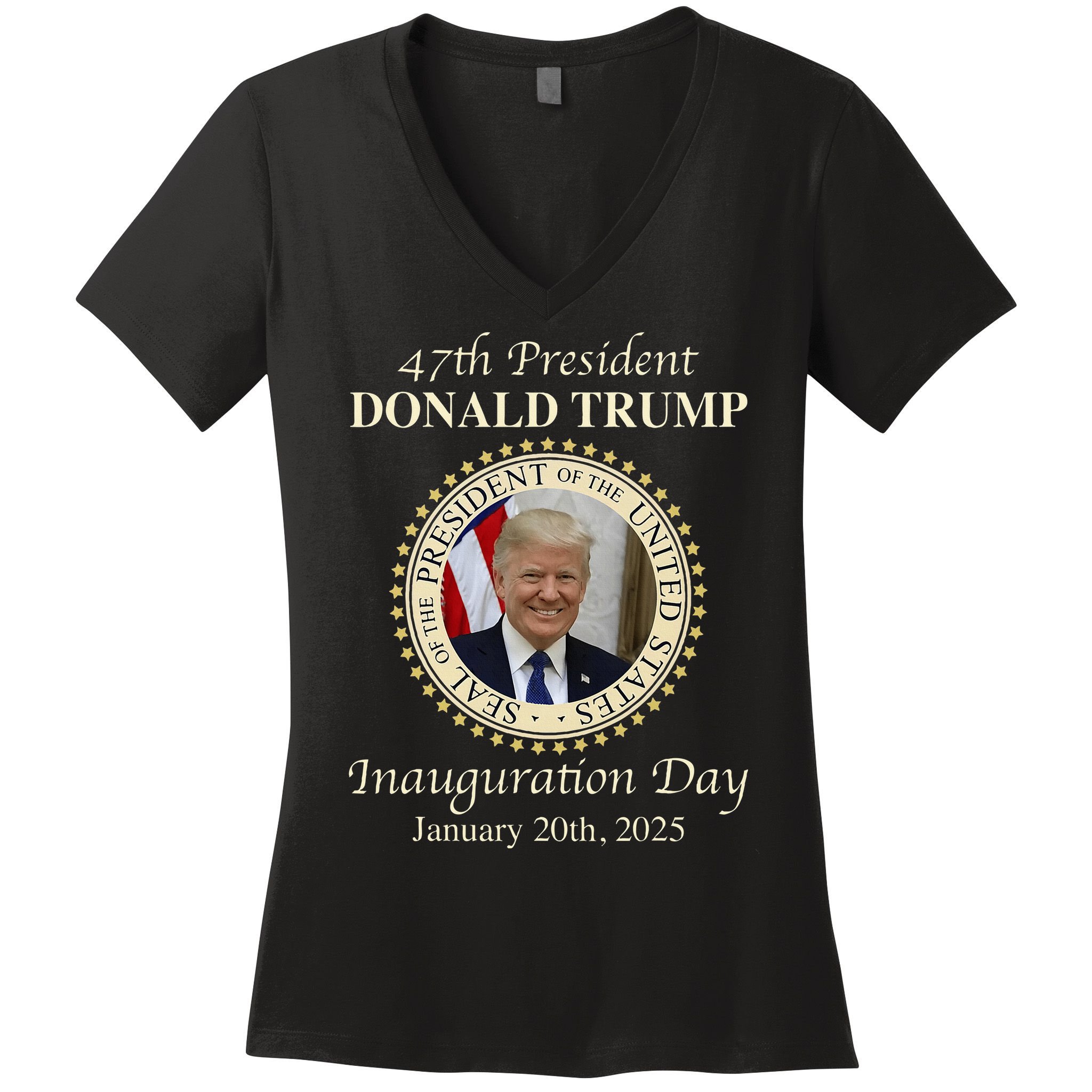 47th President Donald Trump Inauguration 2025 Memorabilia Women's V-Neck T-Shirt