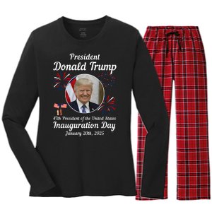 47th President Donald Trump Inauguration Day Women's Long Sleeve Flannel Pajama Set 