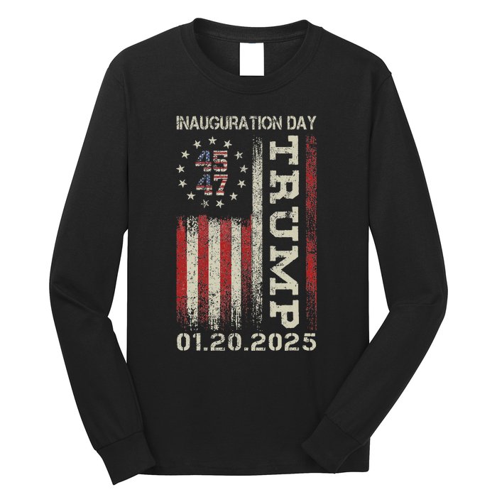 47th President Donald Trump Inauguration Day 2025 Usa Flag Long Sleeve Shirt