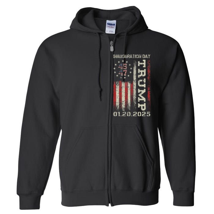 47th President Donald Trump Inauguration Day 2025 Usa Flag Full Zip Hoodie