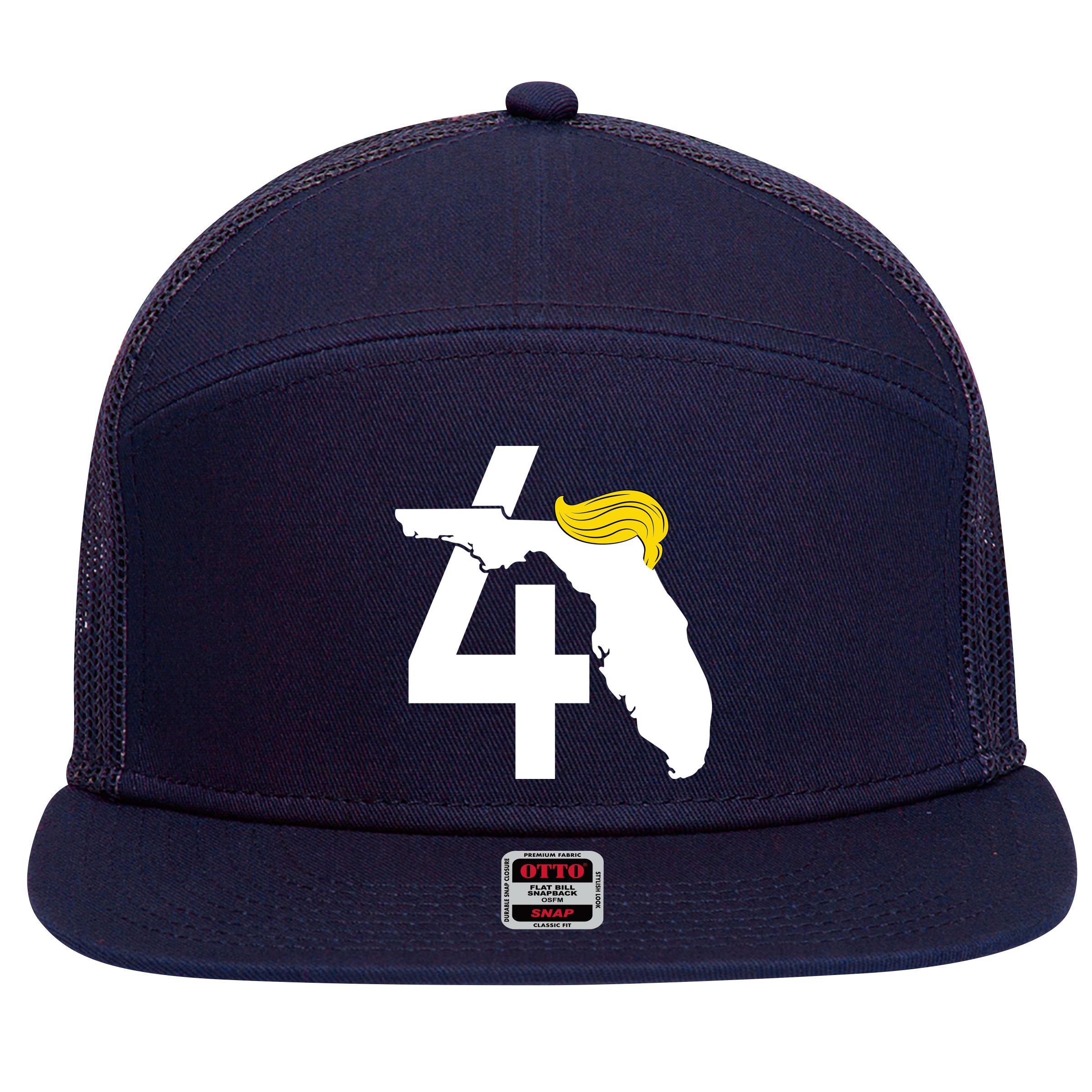 47th President Donald Trump Florida State 7 Panel Mesh Trucker Snapback Hat