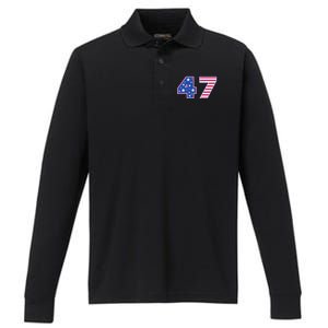 47th Presidential Election Inauguration Day 2025 Usa Flag Performance Long Sleeve Polo