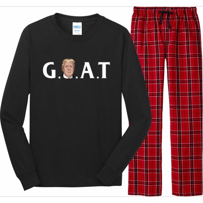 45th President Goat Greatest Of All Time President Trump Meaningful Gift Long Sleeve Pajama Set