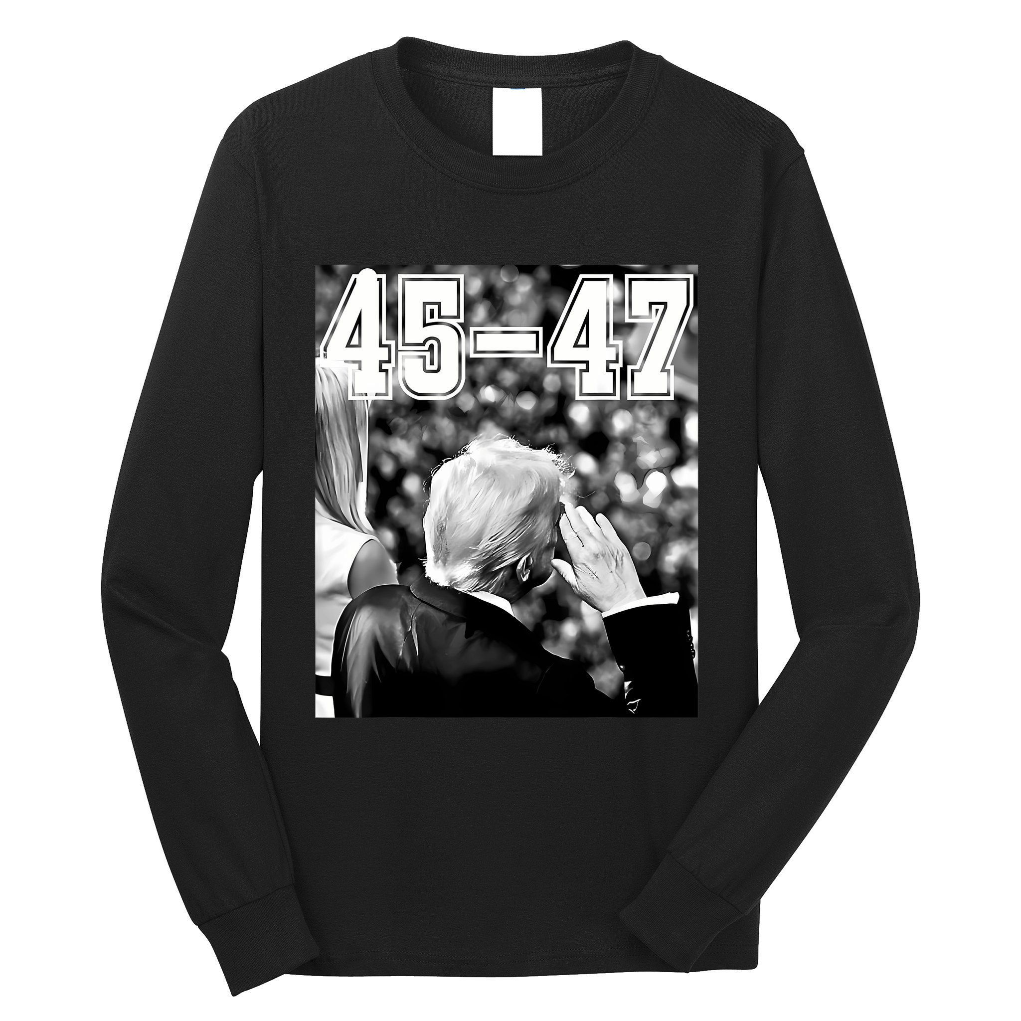 4547 President Trump Military Salutes On Final Vintage Long Sleeve Shirt