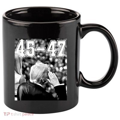 4547 President Trump Military Salutes On Final Vintage 11oz C Handle Ceramic Mug